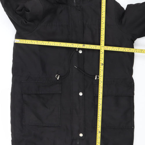 Noisy May Women's Black Faux Fur Hooded Parka Coat Size M