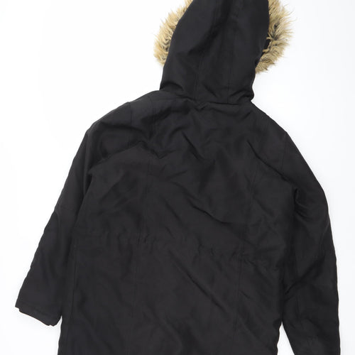 Noisy May Women's Black Faux Fur Hooded Parka Coat Size M