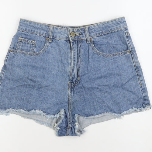 6IXTY8IGHT Women Blue Denim Cut-Off Shorts Size 10 High Rise