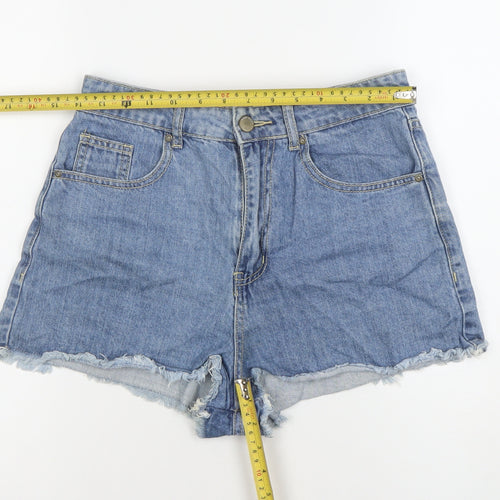 6IXTY8IGHT Women Blue Denim Cut-Off Shorts Size 10 High Rise