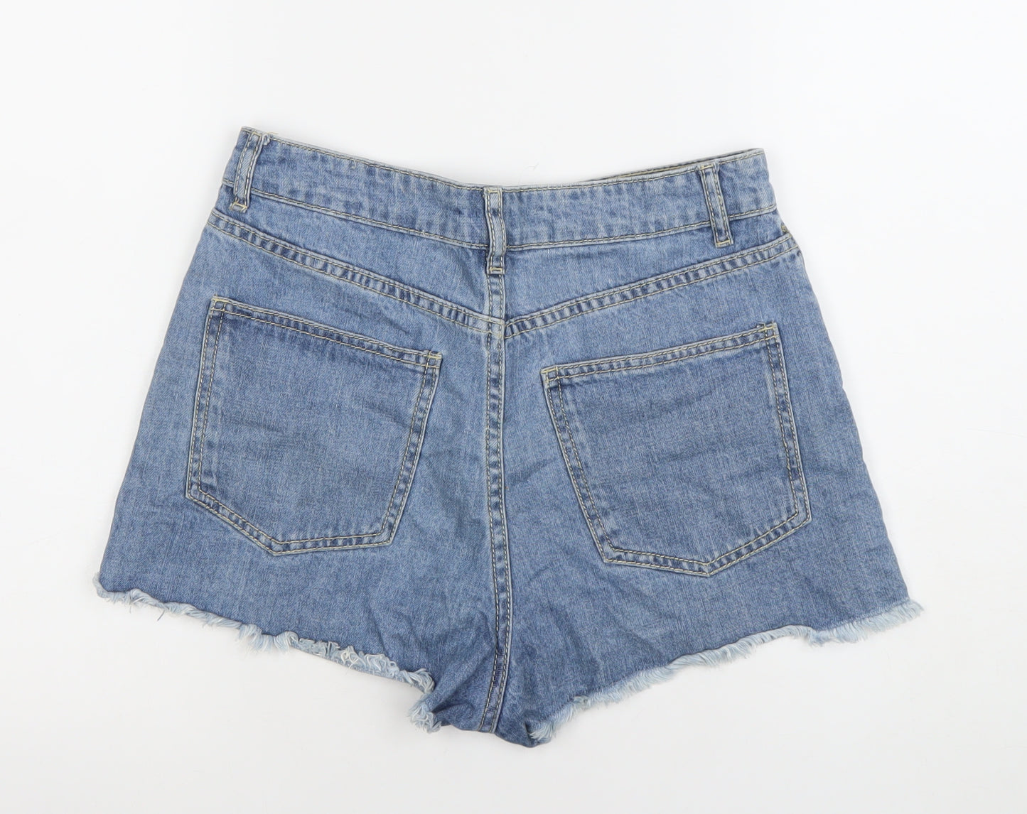 6IXTY8IGHT Women Blue Denim Cut-Off Shorts Size 10 High Rise