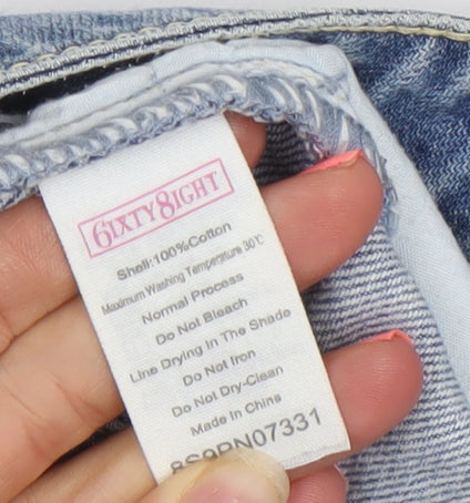 6IXTY8IGHT Women Blue Denim Cut-Off Shorts Size 10 High Rise