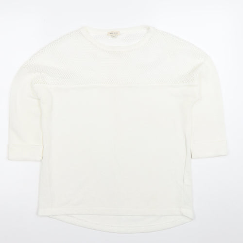 River Island Women’s White Knit Blouse Size 12 3/4 Sleeve