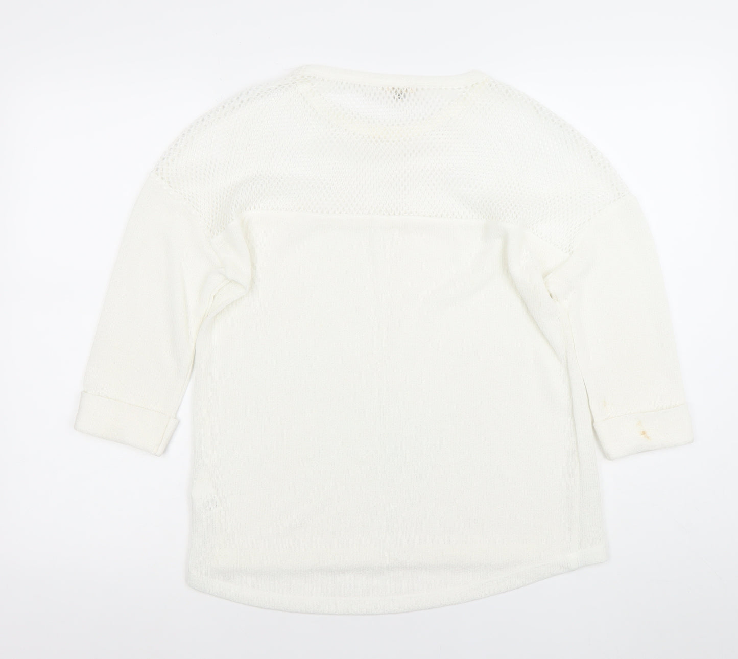 River Island Women’s White Knit Blouse Size 12 3/4 Sleeve