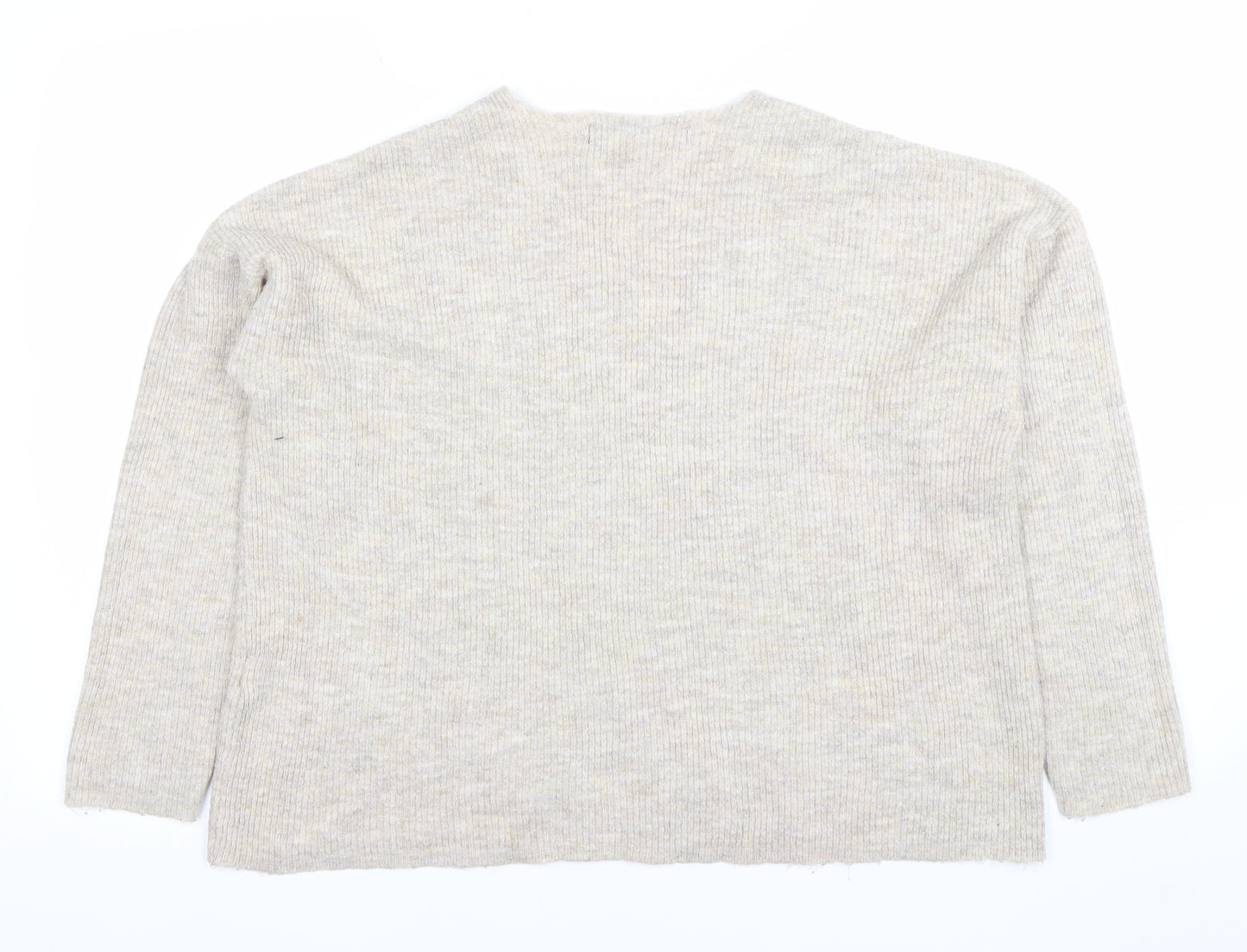 Vero Moda Women's Beige Wool Blend V-Neck Knit Jumper Size M