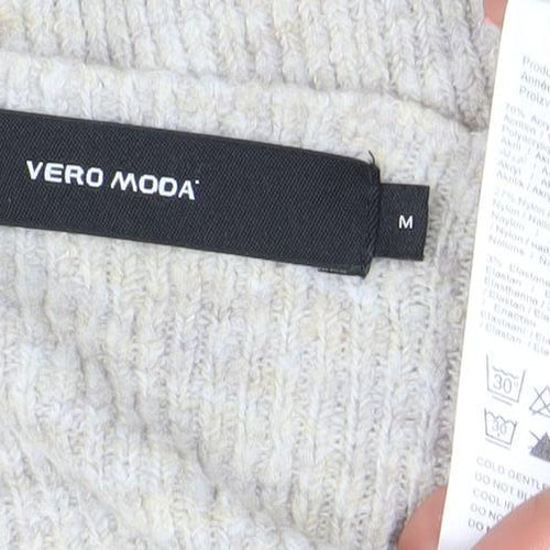 Vero Moda Women's Beige Wool Blend V-Neck Knit Jumper Size M
