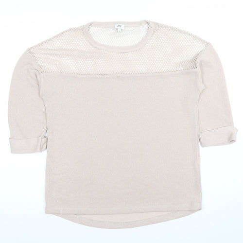 River Island Women’s Beige Mesh Knit Jumper Size 12 3/4 Sleeve