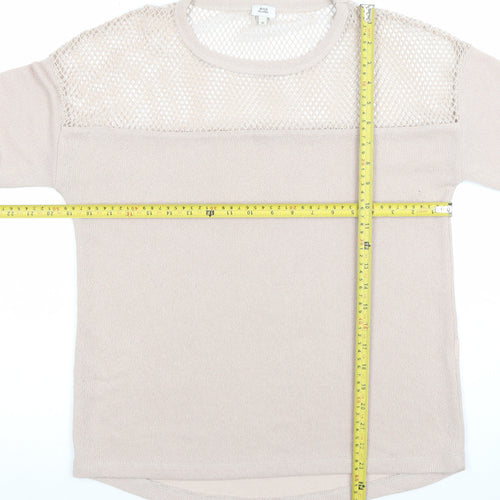 River Island Women’s Beige Mesh Knit Jumper Size 12 3/4 Sleeve