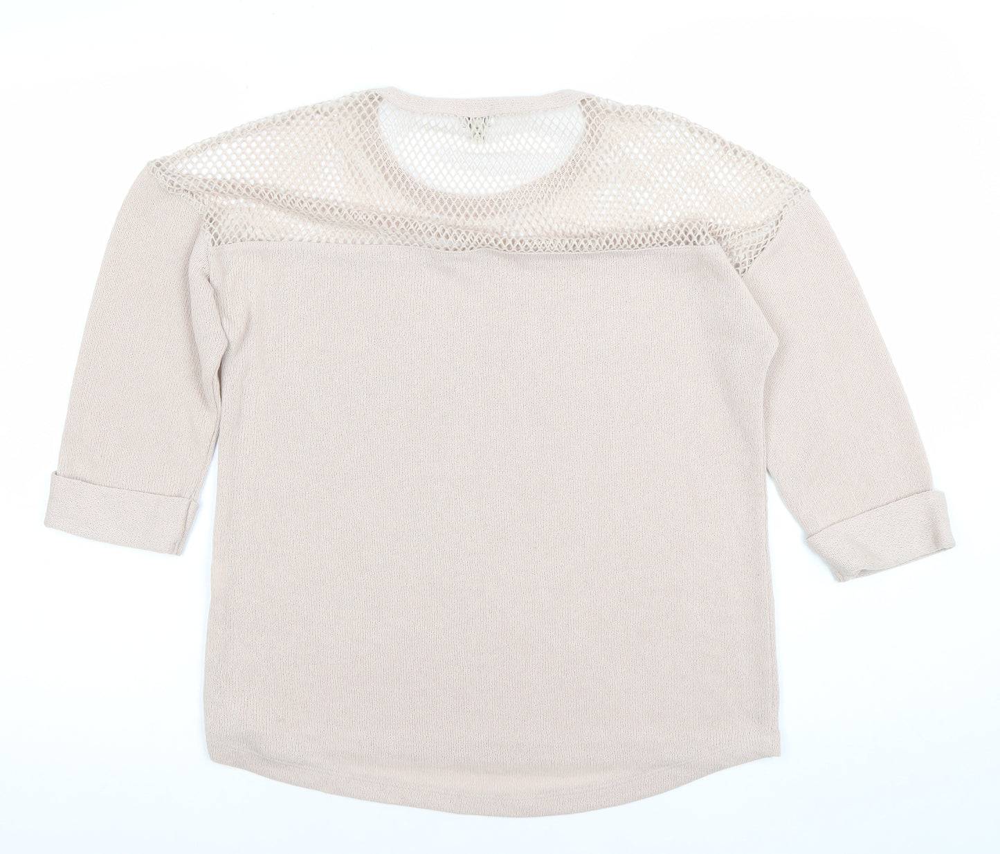 River Island Women’s Beige Mesh Knit Jumper Size 12 3/4 Sleeve