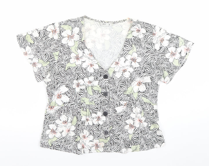 Esprit Women’s Multicoloured Floral Viscose Short Sleeve Blouse Size 8
