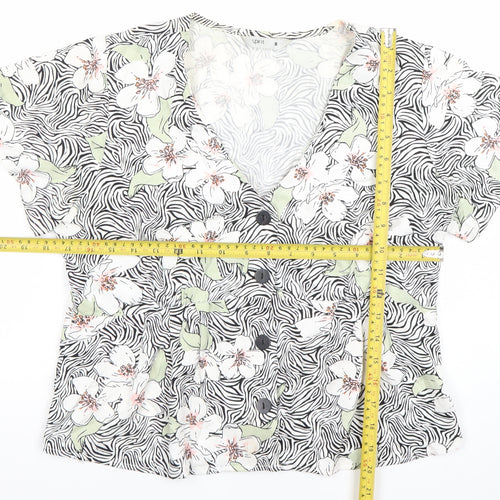 Esprit Women’s Multicoloured Floral Viscose Short Sleeve Blouse Size 8
