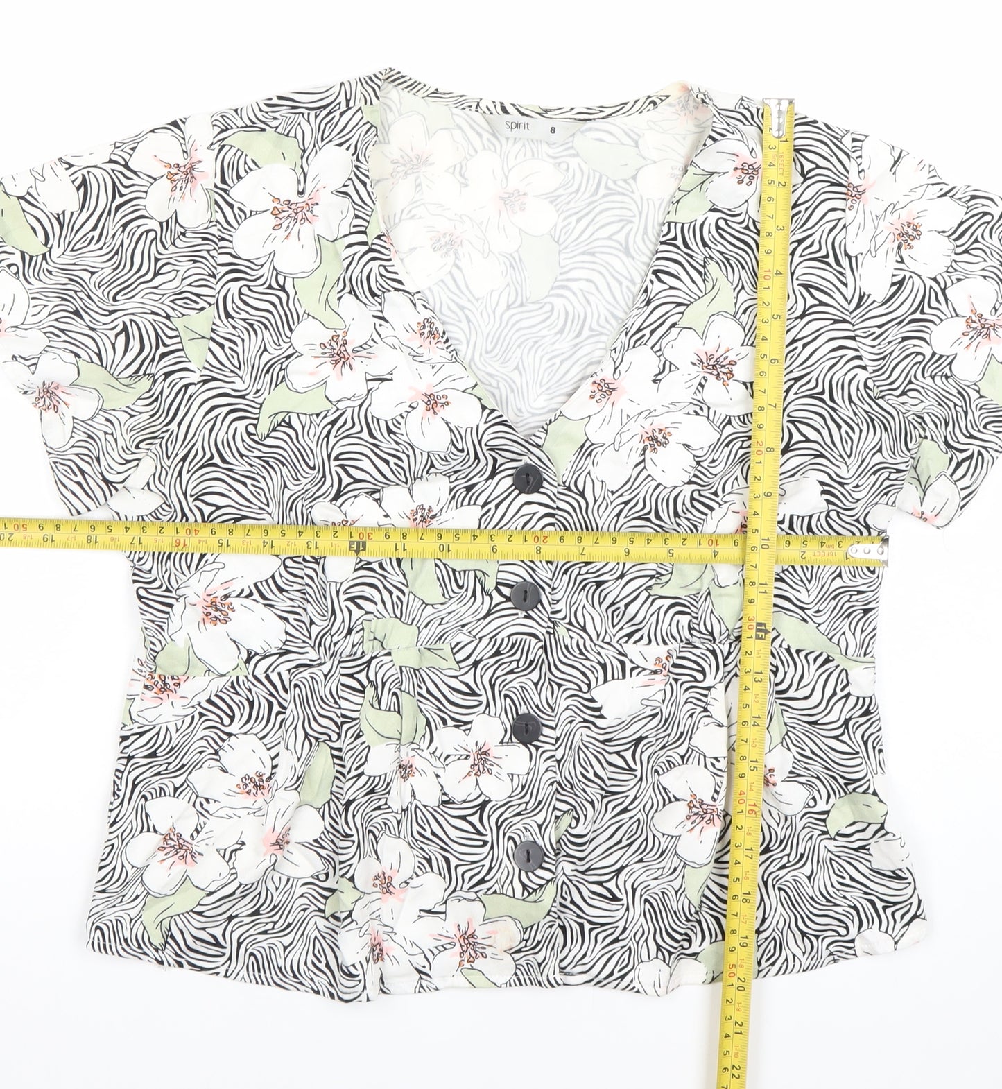 Esprit Women’s Multicoloured Floral Viscose Short Sleeve Blouse Size 8