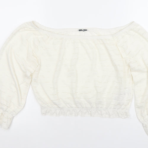 ONLY Womens White XS Off Shoulder Cropped Lace Blouse