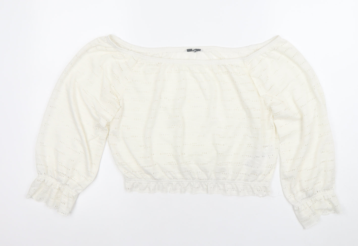 ONLY Womens White XS Off Shoulder Cropped Lace Blouse