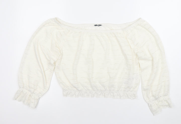 ONLY Womens White XS Off Shoulder Cropped Lace Blouse
