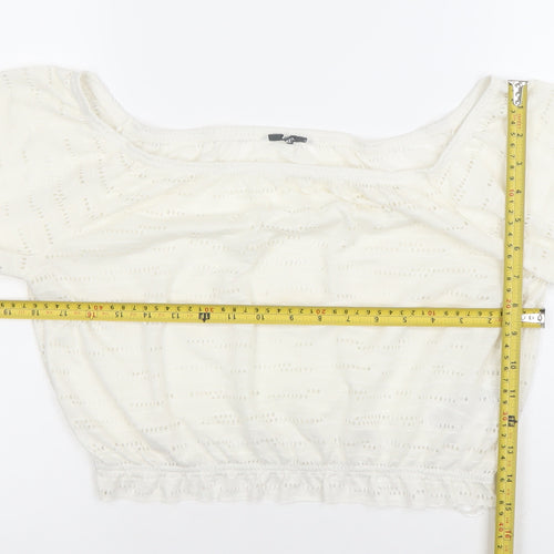 ONLY Womens White XS Off Shoulder Cropped Lace Blouse