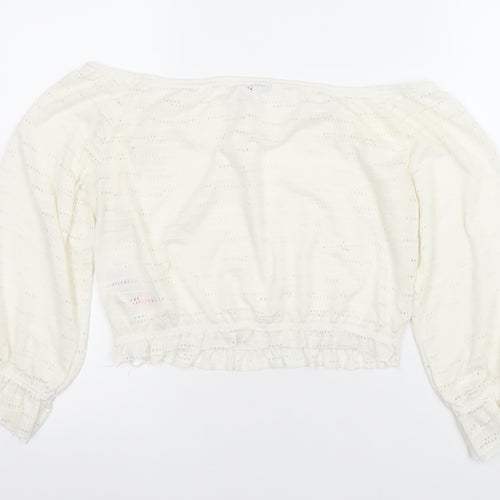 ONLY Womens White XS Off Shoulder Cropped Lace Blouse