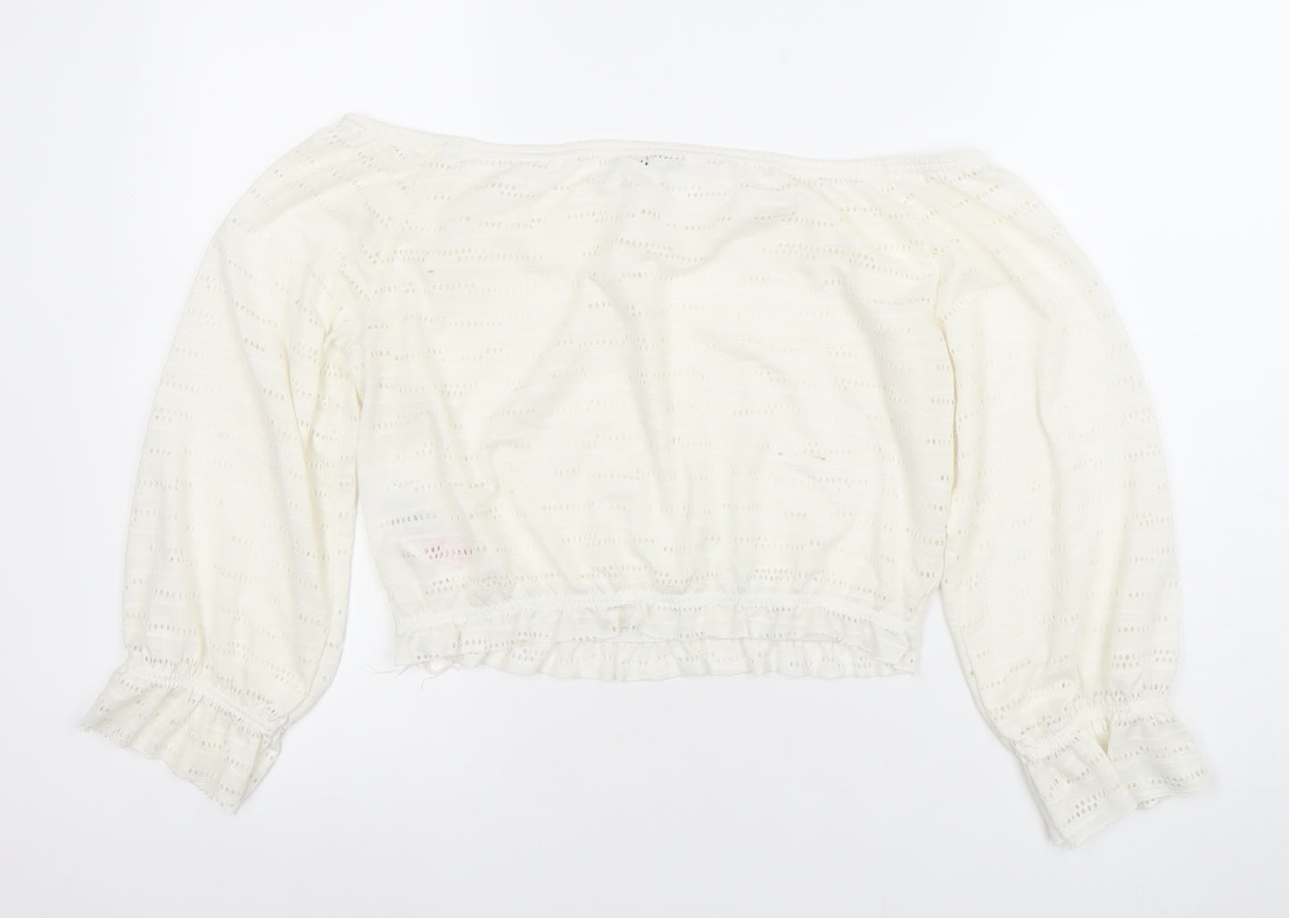 ONLY Womens White XS Off Shoulder Cropped Lace Blouse
