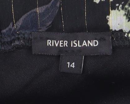 River Island Womens Black Floral Chiffon Flare Skirt Size 14