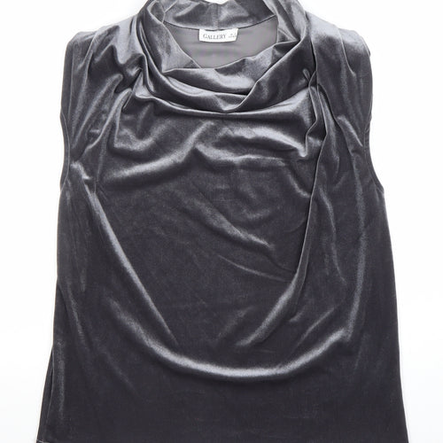 Gallery Women's Grey Velvet Cowl Neck Sleeveless Blouse Size S