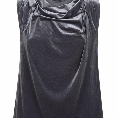 Gallery Women's Grey Velvet Cowl Neck Sleeveless Blouse Size S