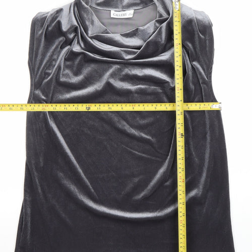 Gallery Women's Grey Velvet Cowl Neck Sleeveless Blouse Size S