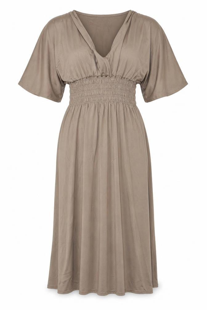 Sweetgirl Women’s Brown Midi Fit & Flare V-Neck Dress Size S