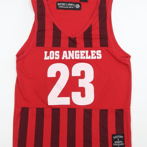 Baxyboy & Sports Men's Red Striped Basketball Tank Top Size S
