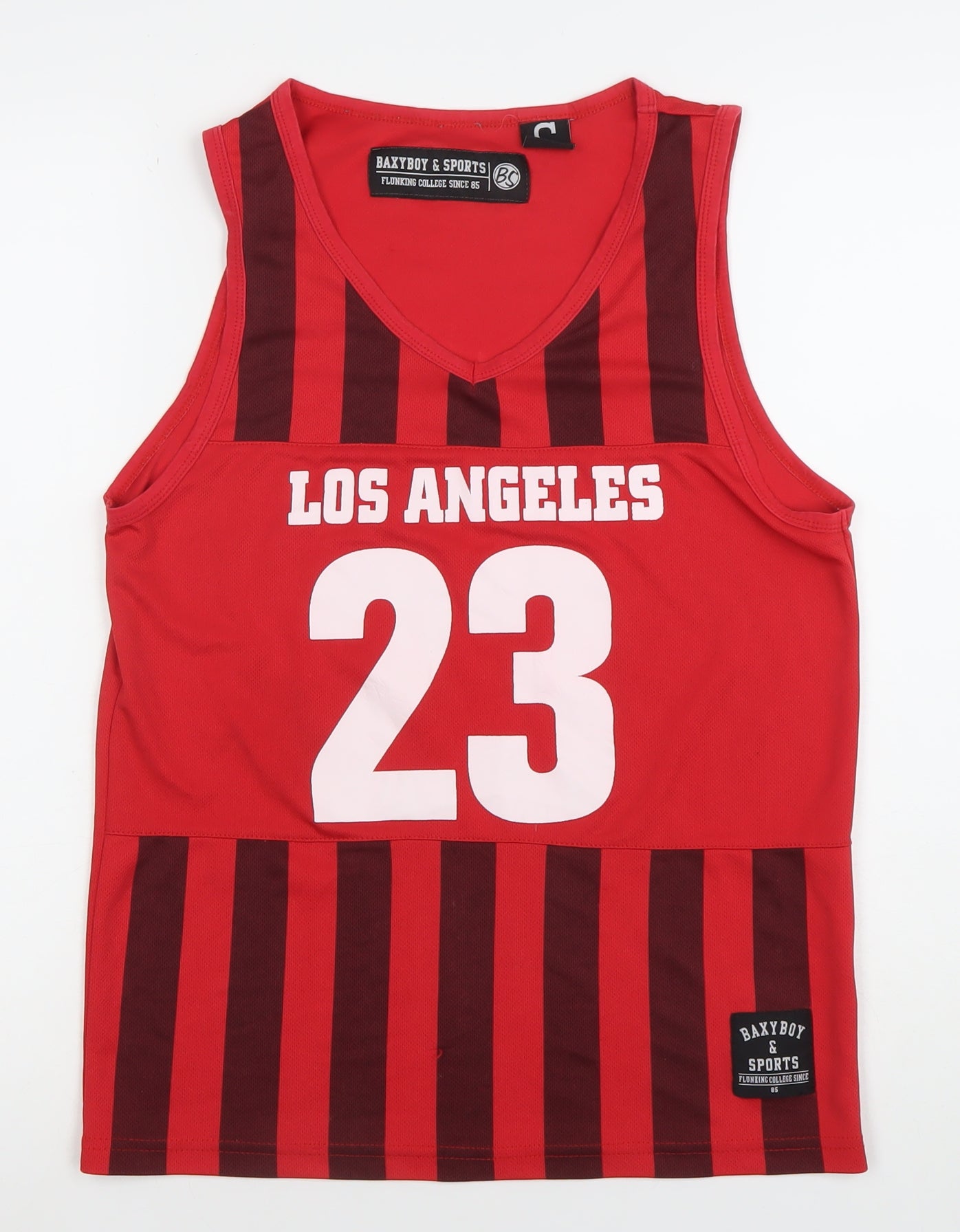 Baxyboy & Sports Men's Red Striped Basketball Tank Top Size S