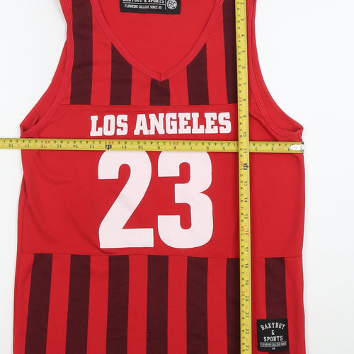 Baxyboy & Sports Men's Red Striped Basketball Tank Top Size S