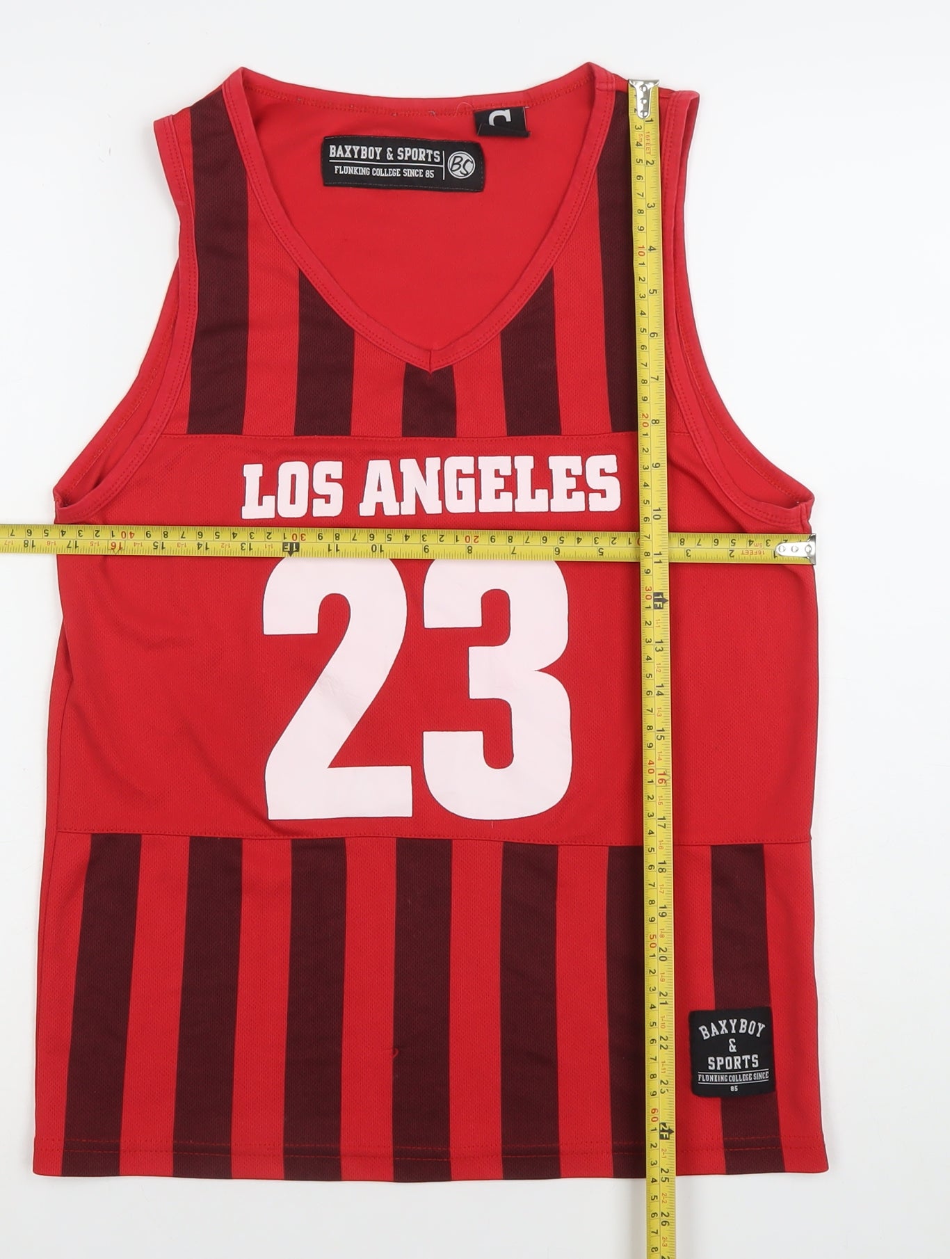 Baxyboy & Sports Men's Red Striped Basketball Tank Top Size S