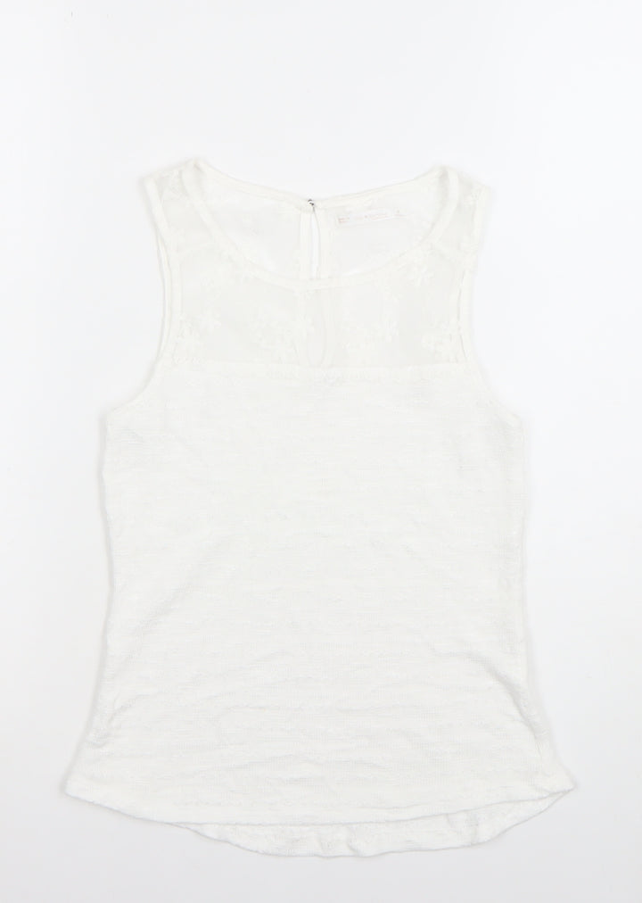 Bershka Women’s White Lace Panel Sleeveless Camisole Top Size S
