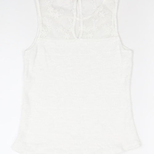Bershka Women’s White Lace Panel Sleeveless Camisole Top Size S