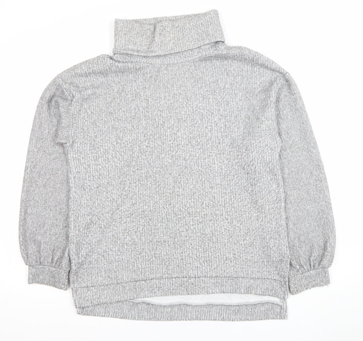Stradivarius Women Grey Roll Neck Pullover Sweatshirt Size 10