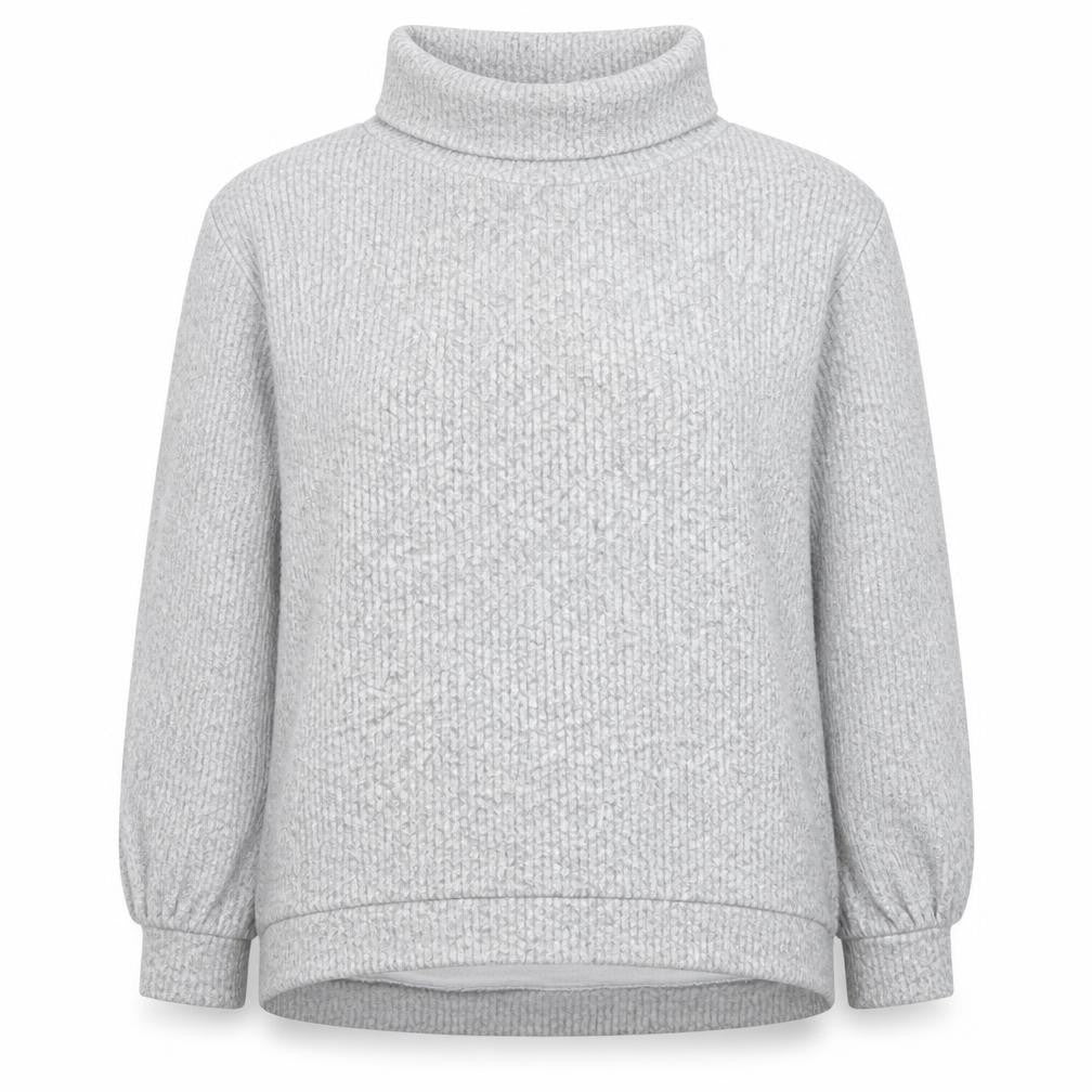 Front view of Stradivarius Women Grey Roll Neck Pullover Sweatshirt, size 10