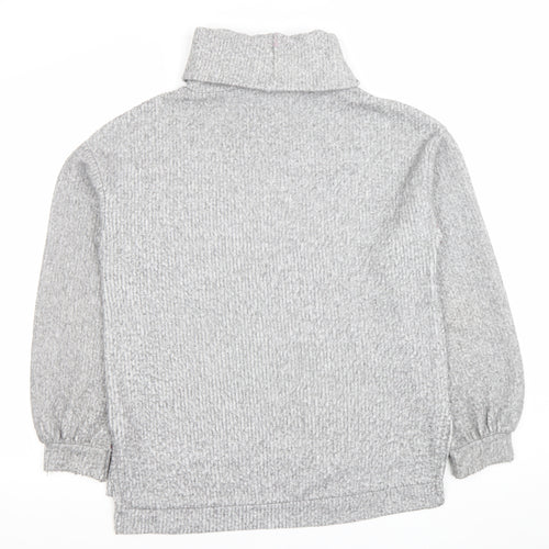 Stradivarius Women Grey Roll Neck Pullover Sweatshirt Size 10