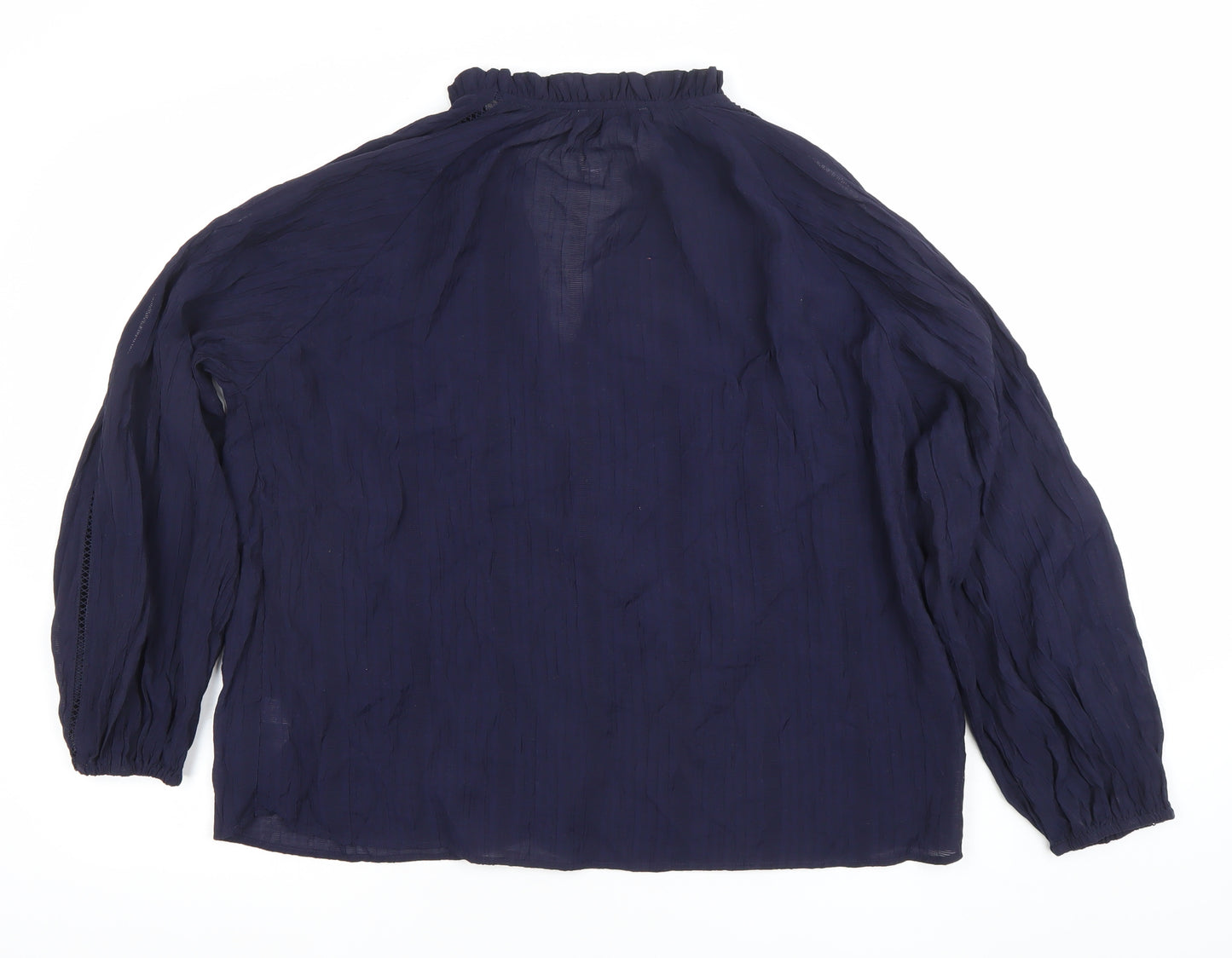 Gallery Women Navy Blue Long Sleeve Button-Up Blouse XL