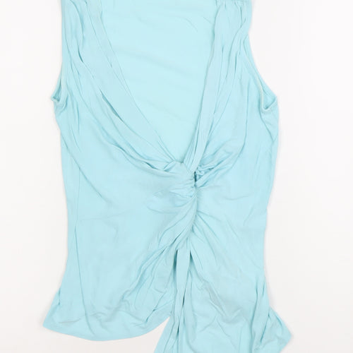 Muchacha Womens Blue Wrap Tank Top Sleeveless Viscose L