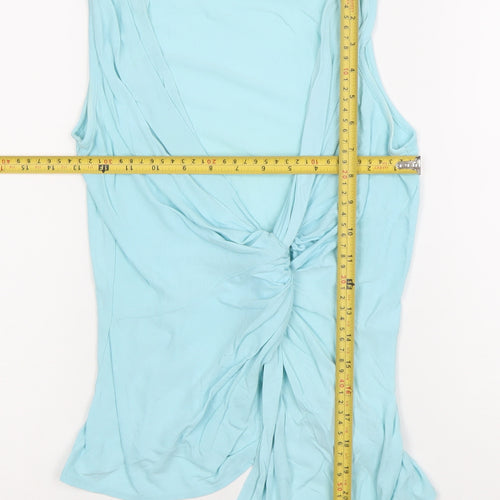 Muchacha Womens Blue Wrap Tank Top Sleeveless Viscose L