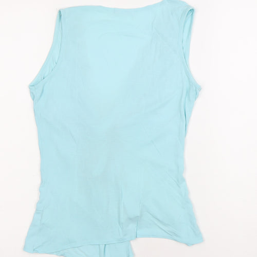 Muchacha Womens Blue Wrap Tank Top Sleeveless Viscose L