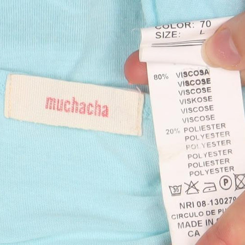 Muchacha Womens Blue Wrap Tank Top Sleeveless Viscose L
