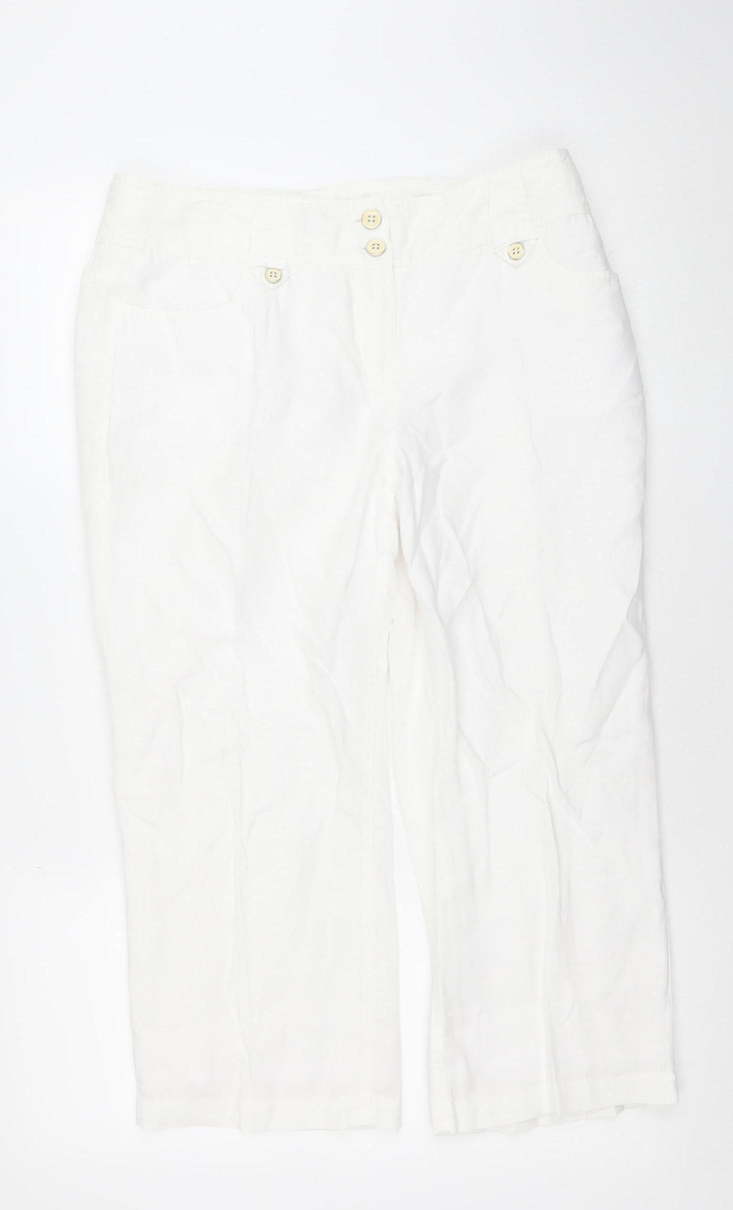 Marks & Spencer Per Una Women’s White Linen Blend Straight Jeans Size 12