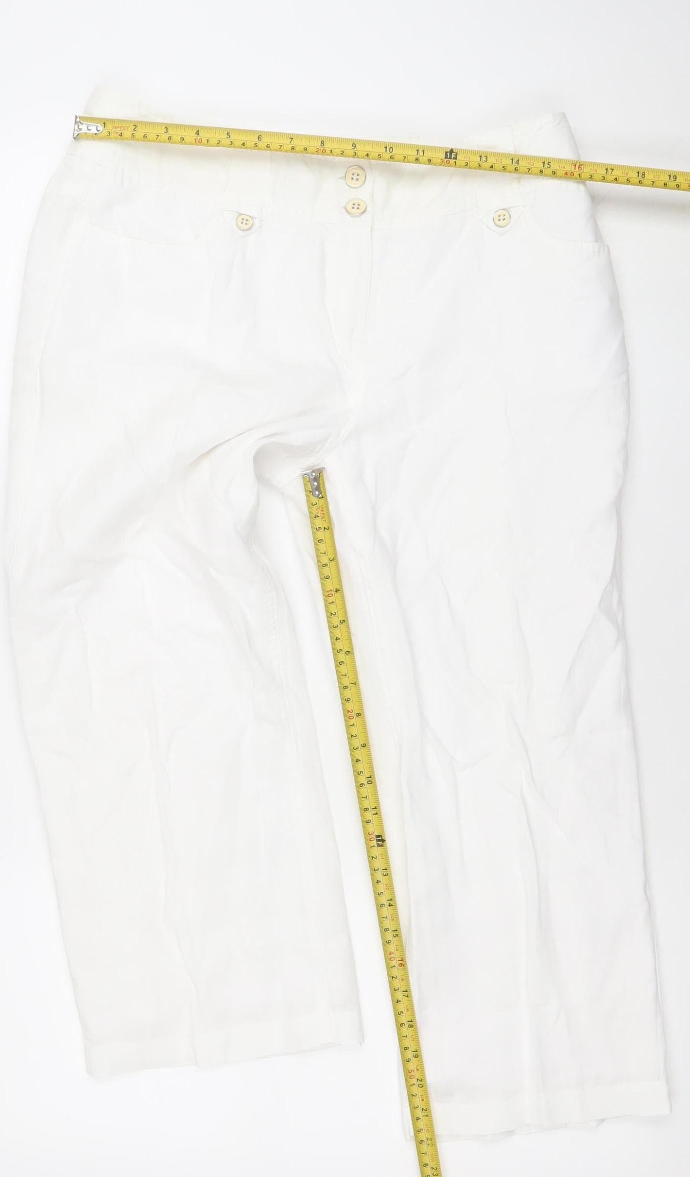 Marks & Spencer Per Una Women’s White Linen Blend Straight Jeans Size 12