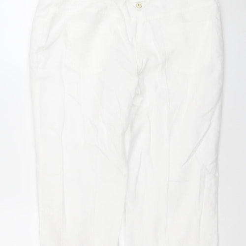 Marks & Spencer Per Una Women’s White Linen Blend Straight Jeans Size 12