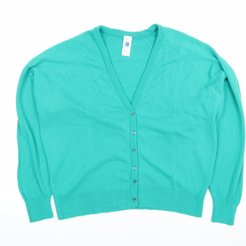 Courtelle Women's Green V-Neck Button Cardigan Size 18