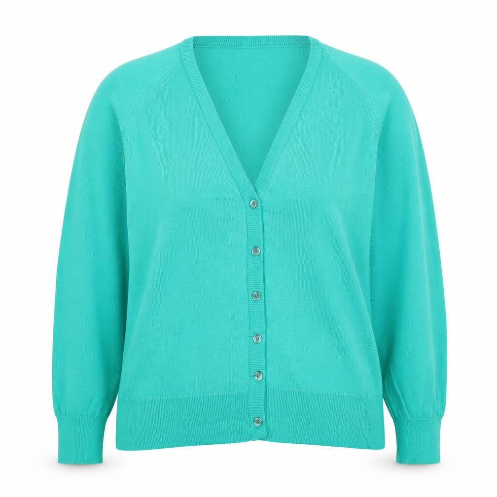 Courtelle Women's Green V-Neck Button Cardigan Size 18