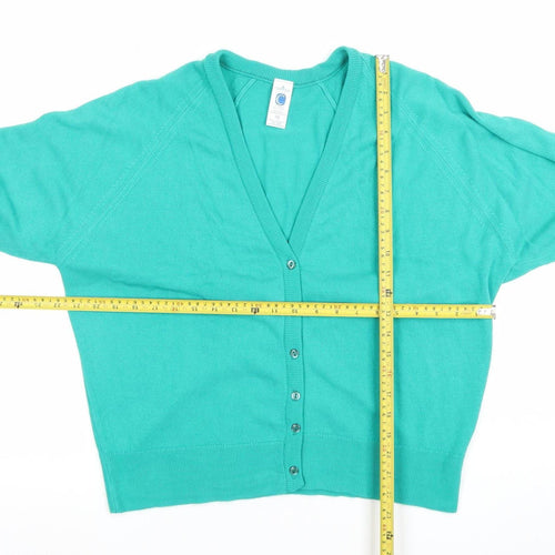 Courtelle Women's Green V-Neck Button Cardigan Size 18