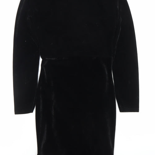 PrettyLittleThing Women’s Black Velvet Bodycon Dress Size 6