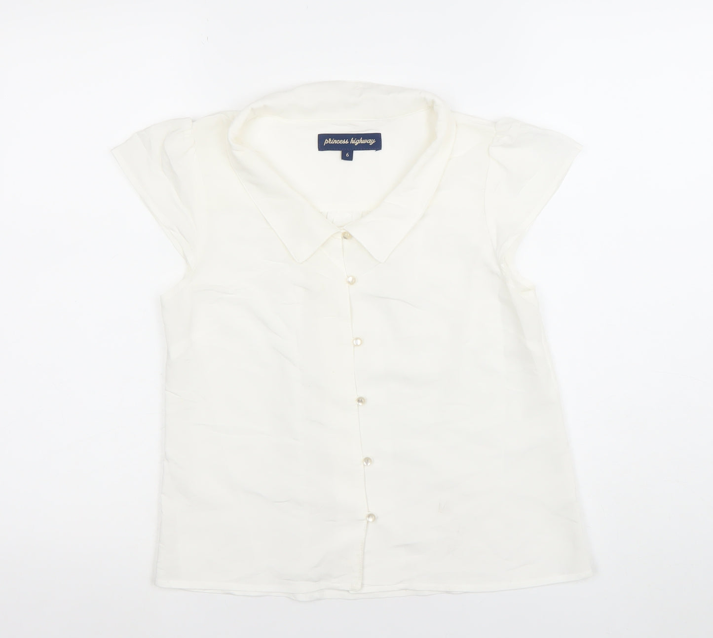 Princess Highway Women’s Ivory Short Sleeve Button-Up Blouse Size 6