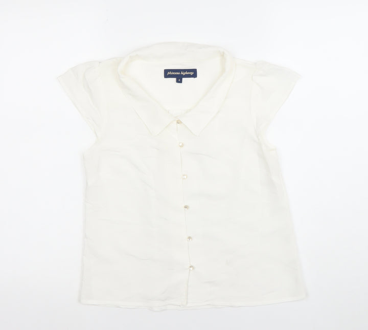 Princess Highway Women’s Ivory Short Sleeve Button-Up Blouse Size 6